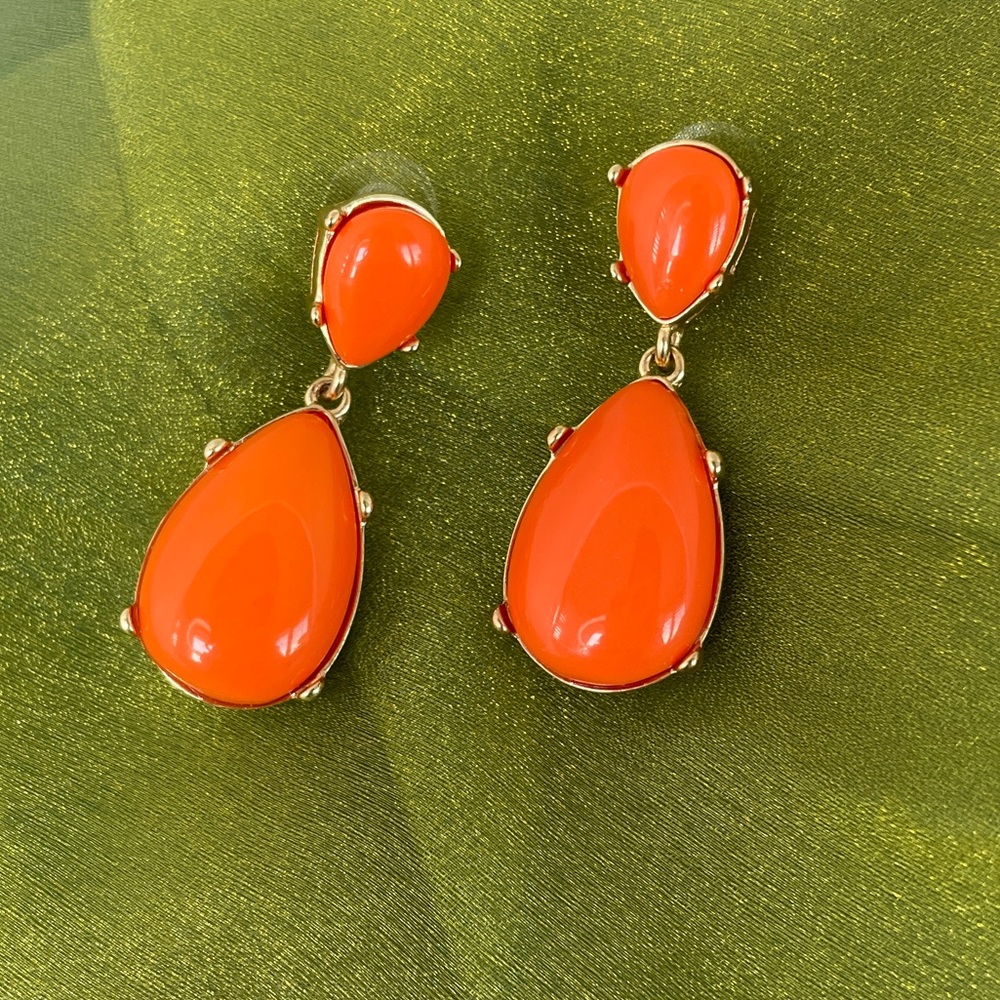Cz By Kenneth Jay Lane Cabochon Coral Earrings - image 1